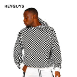 HEYGUYS  white and black pullover Men sweatshirts zipper Hip Hop Street wear