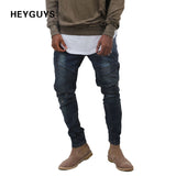 HEYGUYS 2018 Mens slim elastic jeans denim